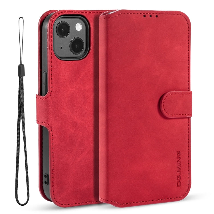 For iPhone 13 mini DG.MING Retro Oil Side Horizontal Flip Leather Case with Holder & Card Slots & Wallet (Red) - iPhone 13 mini Cases by DG.MING | Online Shopping UK | buy2fix