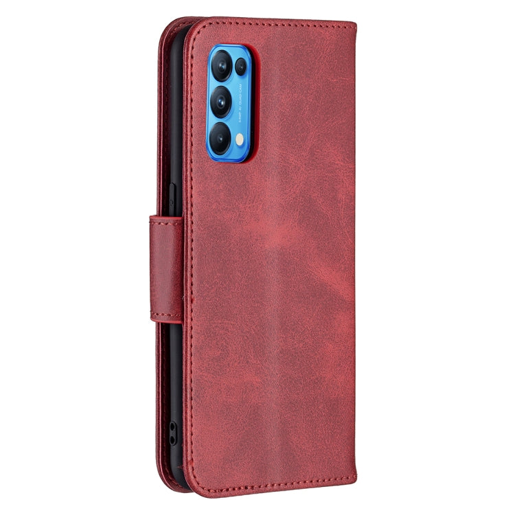 For OPPO Reno5 5G Retro Lambskin Texture Pure Color Horizontal Flip PU Leather Case with Holder & Card Slots & Wallet & Lanyard(Red) - OPPO Cases by buy2fix | Online Shopping UK | buy2fix