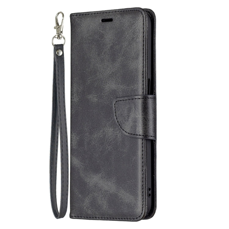 For OPPO Realme 8 5G/Realme V13 5G Retro Lambskin Texture Pure Color Horizontal Flip PU Leather Case with Holder & Card Slots & Wallet & Lanyard(Black) - Realme Cases by buy2fix | Online Shopping UK | buy2fix