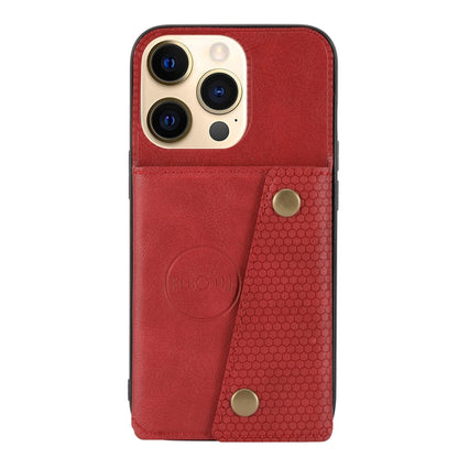 For iPhone 13 Double Buckle PU + TPU Shockproof Magnetic Protective Case with Card Slot & Holder(Red) - iPhone 13 Cases by buy2fix | Online Shopping UK | buy2fix