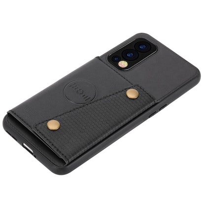 For OnePlus Nord 2 5G Double Buckle PU + TPU Shockproof Magnetic Protective Case with Card Slot & Holder(Black) - OnePlus Cases by buy2fix | Online Shopping UK | buy2fix