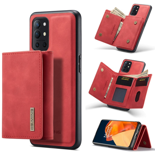 DG.MING M1 Series 3-Fold Multi Card Wallet  Back Cover Shockproof Case with Holder Function For OnePlus 9R(Red) - OnePlus Cases by DG.MING | Online Shopping UK | buy2fix