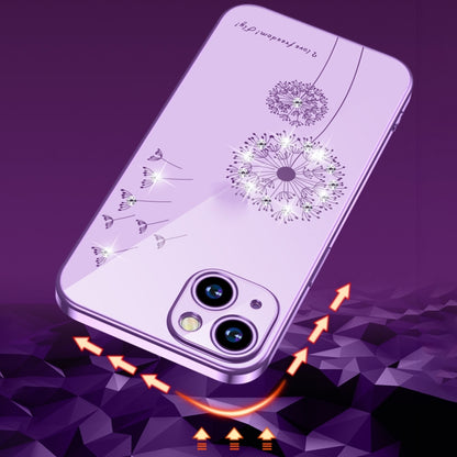 For iPhone 13 Electroplating Diamond Dandelion Pattern TPU Shockproof Protective Case(Purple) - iPhone 13 Cases by buy2fix | Online Shopping UK | buy2fix