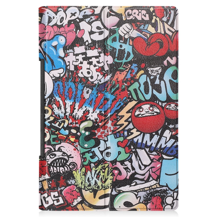 For Lenovo Yoga Tab 11 Custer Texture Coloured Drawing Pattern Horizontal Flip PU Leather Case with Holder & Sleep / Wake-up Function(Graffiti) - Lenovo by buy2fix | Online Shopping UK | buy2fix