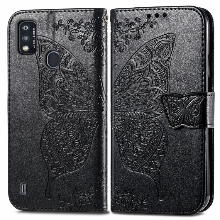 Butterfly Love Flowers Embossed Horizontal Flip Leather Case with Holder & Card Slots & Wallet & Lanyard For ZTE Blade A51(Black) - ZTE Cases by buy2fix | Online Shopping UK | buy2fix