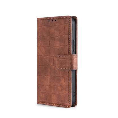 For iPhone 13 Pro Max Skin Feel Crocodile Texture Magnetic Clasp Horizontal Flip PU Leather Case with Holder & Card Slots & Wallet (Brown) - iPhone 13 Pro Max Cases by buy2fix | Online Shopping UK | buy2fix