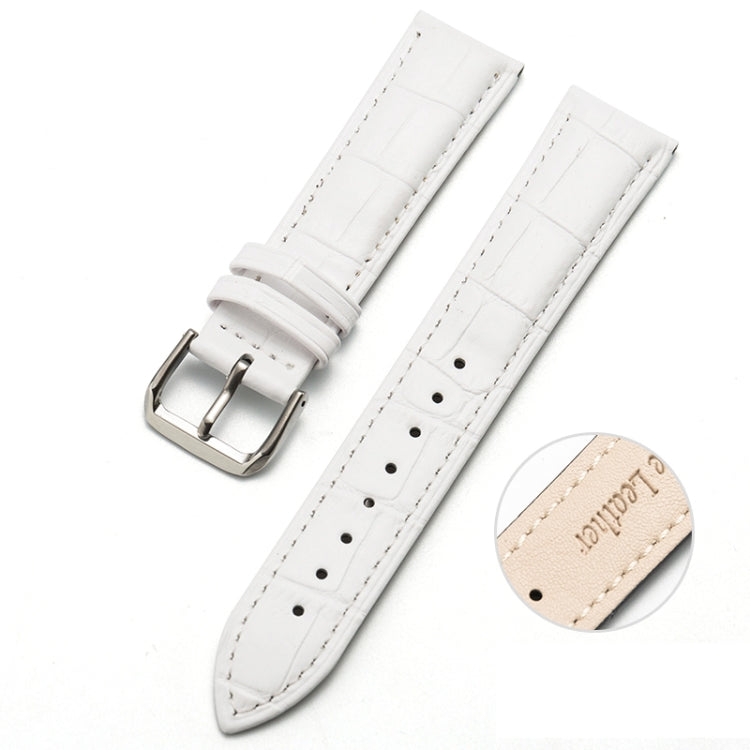 18mm Two-layer Cowhide Leather Bamboo Joint Texture Watch Band(White) - Watch Bands by buy2fix | Online Shopping UK | buy2fix