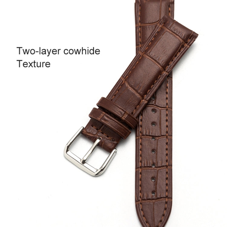 20mm Two-layer Cowhide Leather Bamboo Joint Texture Watch Band(Dark Brown) - Watch Bands by buy2fix | Online Shopping UK | buy2fix