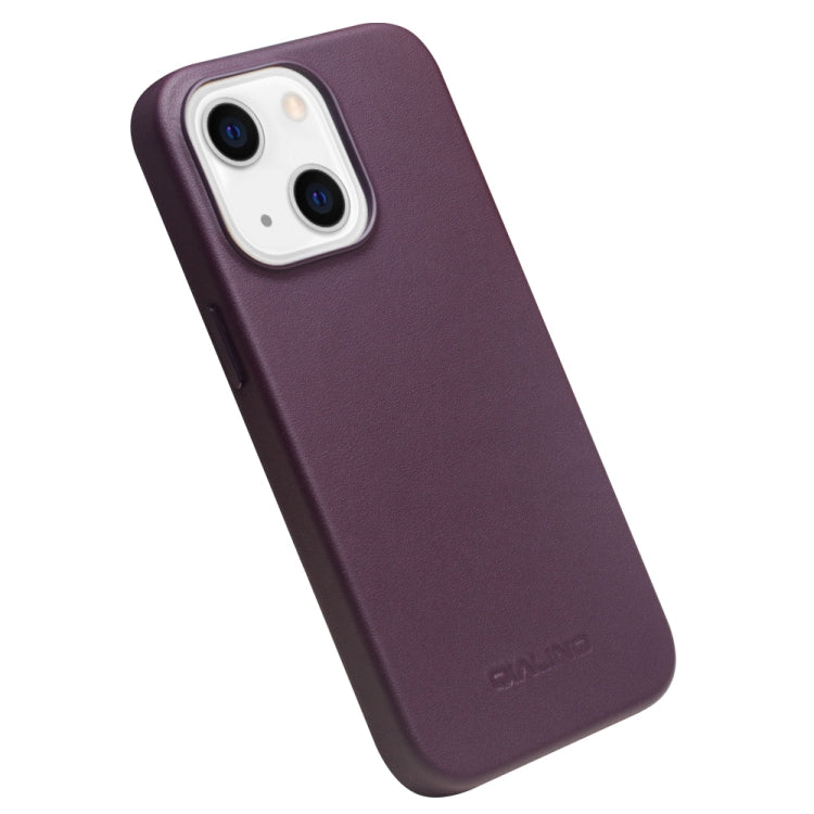 For iPhone 13 mini QIALINO Nappa Cowhide MagSafe Magnetic Protective Case (Purple Crystal) - iPhone 13 mini Cases by QIALINO | Online Shopping UK | buy2fix