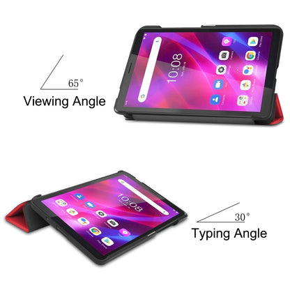 For Lenovo Tab M7 3rd Gen Custer Texture Horizontal Flip Leather Case with Three-folding Holder(Red) - Lenovo by buy2fix | Online Shopping UK | buy2fix