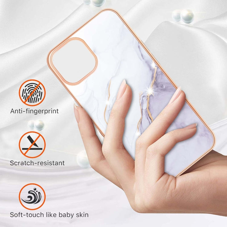 For iPhone 13 Pro Electroplating Marble Pattern Dual-side IMD TPU Shockproof Case (White 006) - iPhone 13 Pro Cases by buy2fix | Online Shopping UK | buy2fix