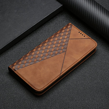 For iPhone X / XS Diamond Pattern Splicing Skin Feel Magnetic Horizontal Flip Leather Case with Card Slots & Holder & Wallet(Brown) - More iPhone Cases by buy2fix | Online Shopping UK | buy2fix