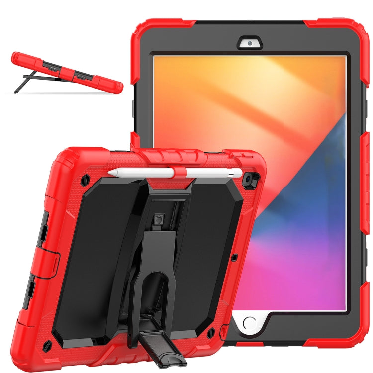 For iPad 10.2 2021 / 2020 / 2019 Shockproof Colorful Silica Gel + PC Protective Case with Holder & Shoulder Strap(Red) - iPad 10.2 Cases by buy2fix | Online Shopping UK | buy2fix