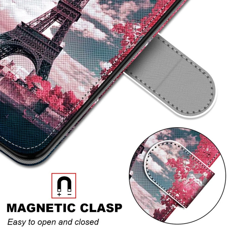 For Huawei P50 Pro Coloured Drawing Cross Texture Horizontal Flip PU Leather Case with Holder & Card Slots & Wallet & Lanyard(Pink Flower Tower Bridge) - Huawei Cases by buy2fix | Online Shopping UK | buy2fix