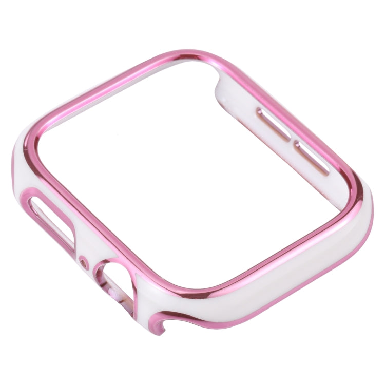 Dual-color Electroplating PC Protective Watch Case For Apple Watch Series 3 & 2 & 1 38mm(Pink Edge + White Base) - Watch Cases by buy2fix | Online Shopping UK | buy2fix