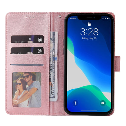 For iPhone 13 Pro Multifunctional Horizontal Flip Leather Case, with Three Card Slot & Holder & Photo Frame & Lanyard (Rose Gold) - iPhone 13 Pro Cases by buy2fix | Online Shopping UK | buy2fix