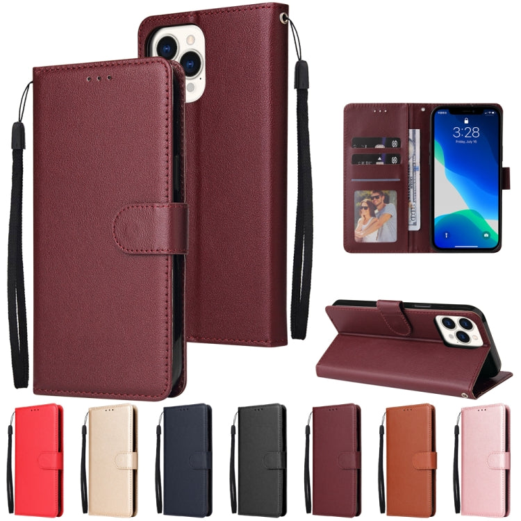 For iPhone 13 Pro Multifunctional Horizontal Flip Leather Case, with Three Card Slot & Holder & Photo Frame & Lanyard (Red) - iPhone 13 Pro Cases by buy2fix | Online Shopping UK | buy2fix