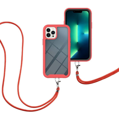 For iPhone 13 Pro Starry Sky Solid Color Series Shockproof PC + TPU Protective Case with Neck Strap (Red) - iPhone 13 Pro Cases by buy2fix | Online Shopping UK | buy2fix