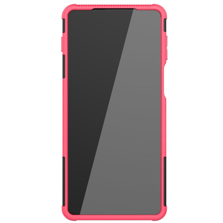 For Motorola Edge 20 Pro Tire Texture Shockproof TPU+PC Protective Case with Holder(Pink) - Motorola Cases by buy2fix | Online Shopping UK | buy2fix