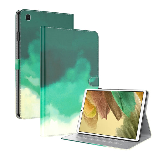 For Samsung Galaxy Tab A7 Lite 8.4 T220 / T225 Voltage Watercolor Pattern Skin Feel Magnetic Horizontal Flip PU Leather Case with Holder & Card Slots & Photo Frame(Cyan Green) - Tab A7 Lite T220 / T225 by buy2fix | Online Shopping UK | buy2fix