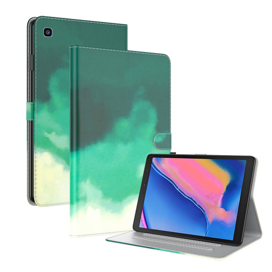 For Samsung Galaxy Tab A 8.0 2019 T290 / T295 / T297 Voltage Watercolor Pattern Skin Feel Magnetic Horizontal Flip PU Leather Case with Holder & Card Slots & Photo Frame(Cyan Green) - Other Galaxy Tab PC by buy2fix | Online Shopping UK | buy2fix