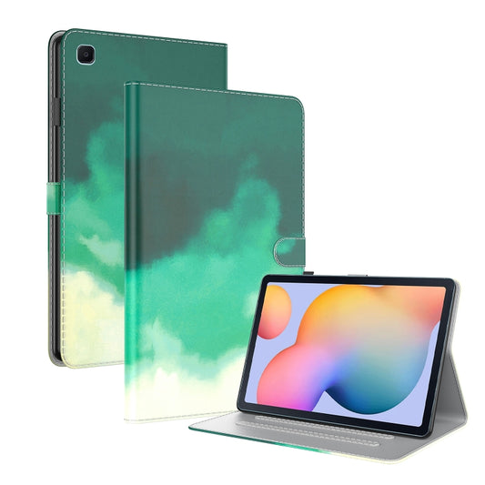 For Samsung Galaxy Tab S6 Lite 10.4 inch P610 / P615 Voltage Watercolor Pattern Skin Feel Magnetic Horizontal Flip PU Leather Case with Holder & Card Slots & Photo Frame & Sleep / Wake-up Function(Cyan Green) - Tab S6 Lite P610 / P615 by buy2fix | Online Shopping UK | buy2fix