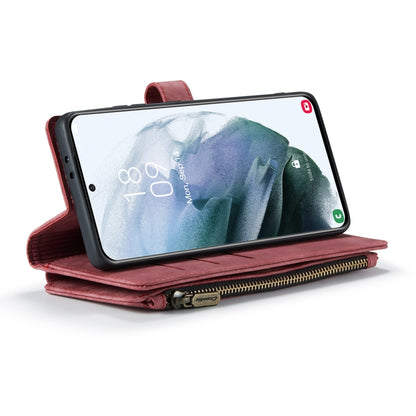 For Samsung Galaxy S21 FE CaseMe-C30 PU + TPU Multifunctional Horizontal Flip Leather Case with Holder & Card Slot & Wallet & Zipper Pocket(Red) - Galaxy Phone Cases by CaseMe | Online Shopping UK | buy2fix