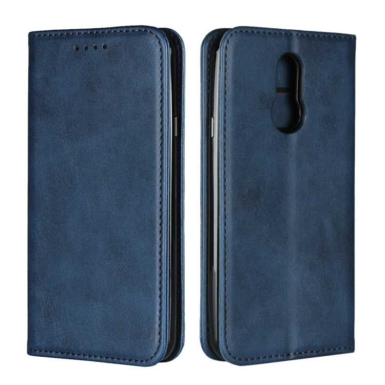 For LG Q7 Calf Texture Magnetic Horizontal Flip Leather Case with Holder & Card Slots & Wallet(Blue) - LG by buy2fix | Online Shopping UK | buy2fix