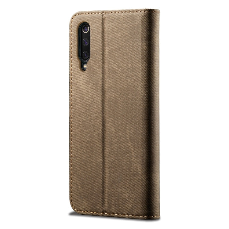 For Xiaomi Mi 9 Denim Texture Casual Style Horizontal Flip Leather Case with Holder & Card Slots & Wallet(Khaki) - Xiaomi Cases by buy2fix | Online Shopping UK | buy2fix