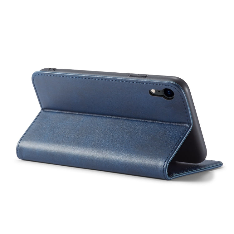 For iPhone XR Calf Texture Magnetic Horizontal Flip Leather Case with Holder & Card Slots & Wallet(Blue) - More iPhone Cases by buy2fix | Online Shopping UK | buy2fix