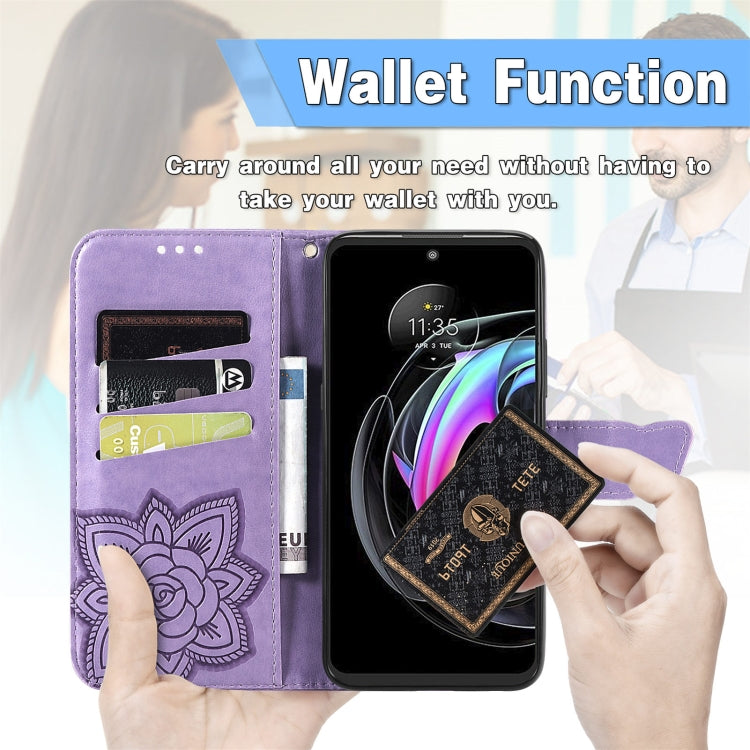 For Motorola Moto Edge 20 Lite Butterfly Love Flower Embossed Horizontal Flip Leather Case with Holder & Card Slots & Wallet & Lanyard(Light Purple) - Motorola Cases by buy2fix | Online Shopping UK | buy2fix