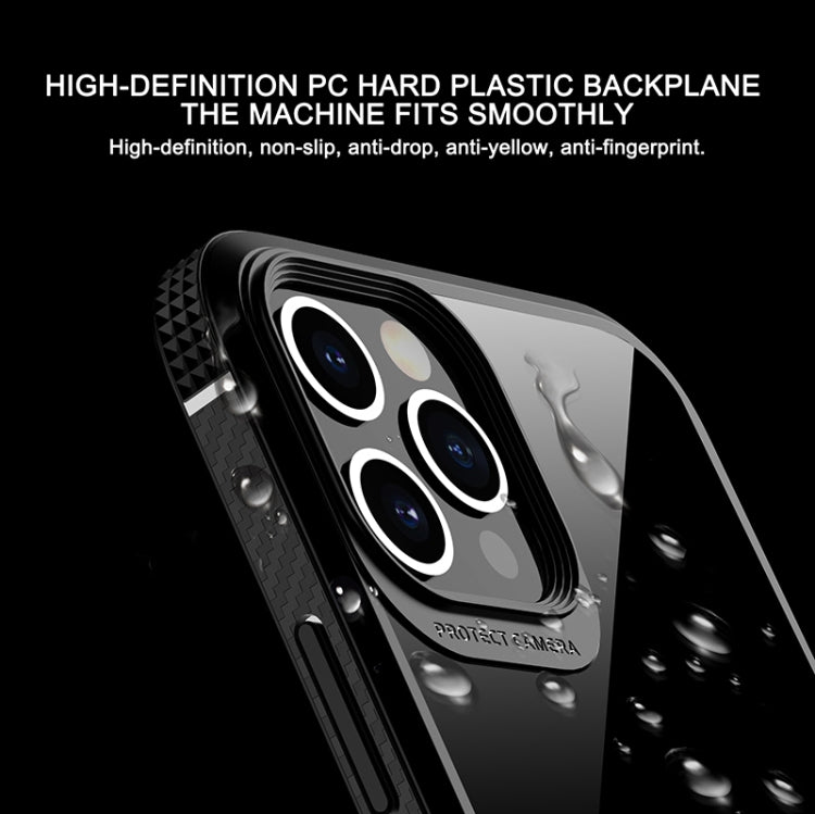 For iPhone 12 Pro Max MG Series Carbon Fiber TPU + Clear PC Four-corner Airbag Shockproof Case(Blue) - iPhone 12 Pro Max Cases by buy2fix | Online Shopping UK | buy2fix