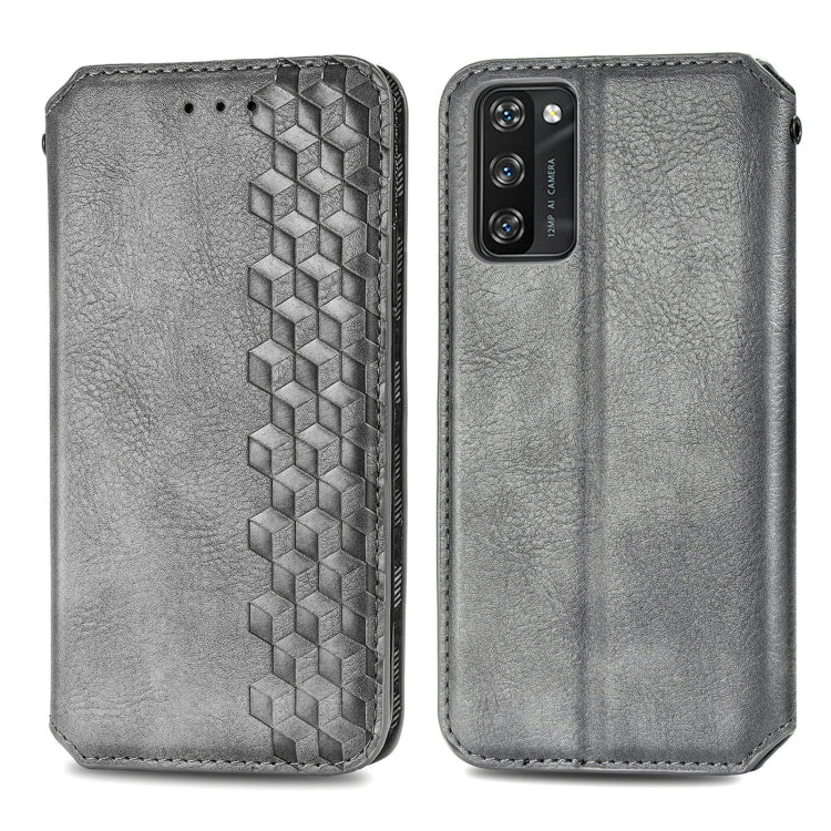 For Blackview A100 Cubic Grid Pressed Horizontal Flip Magnetic PU Leather Case with Holder & Card Slots & Wallet(Grey) - More Brand by buy2fix | Online Shopping UK | buy2fix