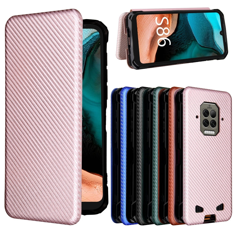 For Doogee S86 / S86 Pro Carbon Fiber Texture Horizontal Flip TPU + PC + PU Leather Case with Card Slot(Pink) - More Brand by buy2fix | Online Shopping UK | buy2fix