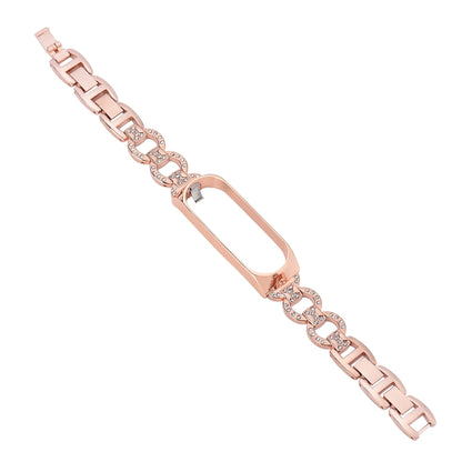 For Xiaomi Mi Band 4 / 3 8-shaped Diamond Alloy Watch Band(Rose Gold) - Watch Bands by buy2fix | Online Shopping UK | buy2fix