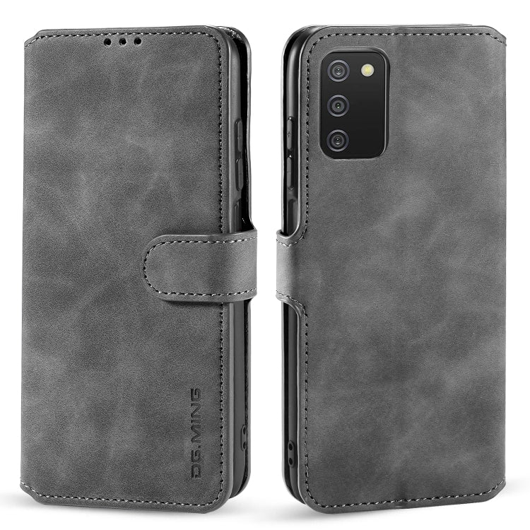 For Samsung Galaxy A03s 166mm DG.MING Retro Oil Side Horizontal Flip Leather Case with Holder & Card Slots & Wallet(Grey) - Galaxy Phone Cases by DG.MING | Online Shopping UK | buy2fix