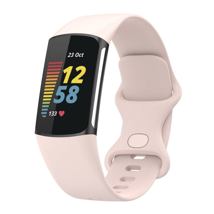 For Fitbit Charge 5 Silicone Watch Band, Size:L(Sand Pink) - Watch Bands by buy2fix | Online Shopping UK | buy2fix