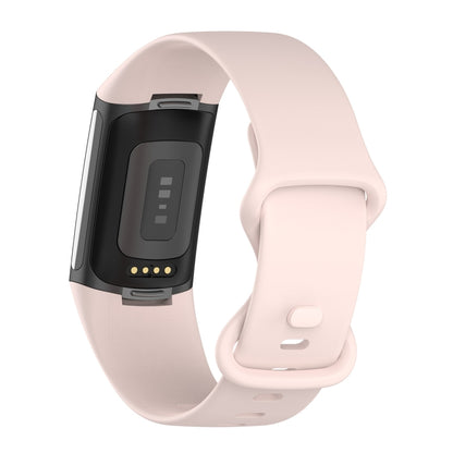 For Fitbit Charge 5 Silicone Watch Band, Size:L(Sand Pink) - Watch Bands by buy2fix | Online Shopping UK | buy2fix