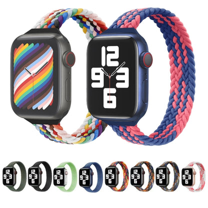 Small Waist Single Loop Nylon Braid Watch Band For Apple Watch Ultra 49mm&Watch Ultra 2 49mm / Series 9&8&7 45mm / SE 3&SE 2&6&SE&5&4 44mm / 3&2&1 42mm, Size:M 155mm(Z Pattern-Pink White) - Watch Bands by buy2fix | Online Shopping UK | buy2fix