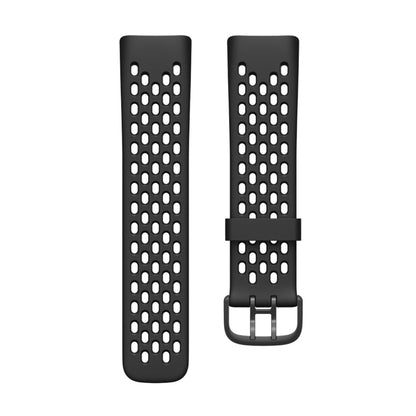 For Fitbit Charge 5 Silicone Hole Watch Band(Black) - Watch Bands by buy2fix | Online Shopping UK | buy2fix