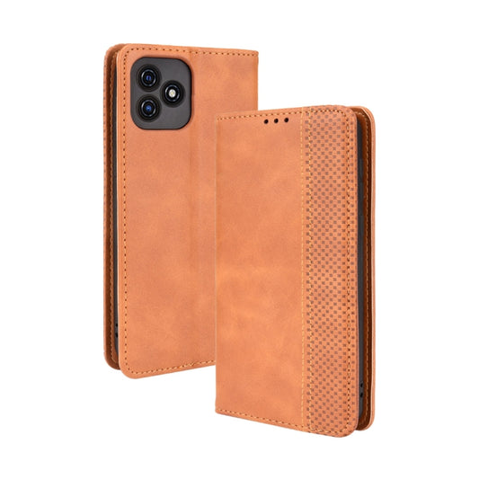 For Blackview Oscal C20 Magnetic Buckle Retro Crazy Horse Texture Horizontal Flip Leather Case with Holder & Card Slots & Photo Frame(Brown) - More Brand by buy2fix | Online Shopping UK | buy2fix