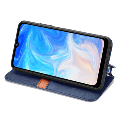 For Doogee N40 Pro Cubic Grid Pressed Horizontal Flip Magnetic Leather Case with Holder & Card Slots & Wallet(Blue) - More Brand by buy2fix | Online Shopping UK | buy2fix