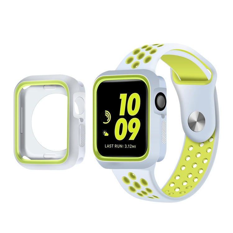 Two-color Shockproof Protective Case For Apple Watch Series 9 / 8 / 7 45mm(Green White) - Watch Cases by buy2fix | Online Shopping UK | buy2fix