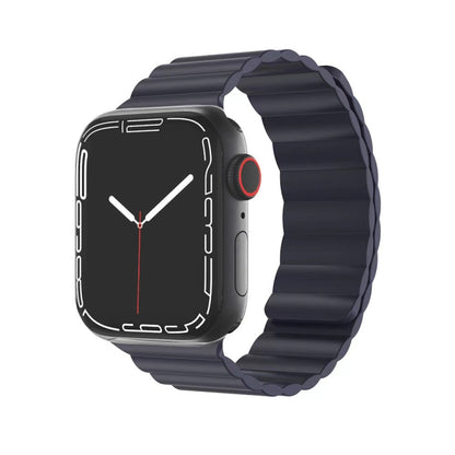 Mutural Liquid Silicone Magnetic Strap Watch Band For Apple Watch Ultra 49mm&Watch Ultra 2 49mm / Series 9&8&7 45mm / SE 3&SE 2&6&SE&5&4 44mm / 3&2&1 42mm(Midlight) - Watch Bands by Mutural | Online Shopping UK | buy2fix