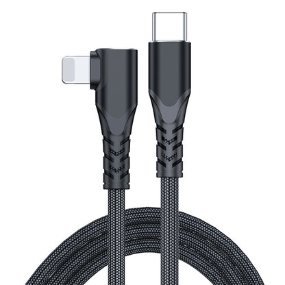 A6 PD 20W USB-C / Type-C to 8 Pin Elbow Data Cable for iPhone, iPad, Length:2m(Black) - Normal Style Cable by buy2fix | Online Shopping UK | buy2fix