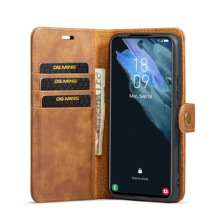 For Samsung Galaxy S22 5G DG.MING Crazy Horse Texture Detachable Magnetic Leather Phone Case(Brown) - Galaxy S22 5G Cases by DG.MING | Online Shopping UK | buy2fix