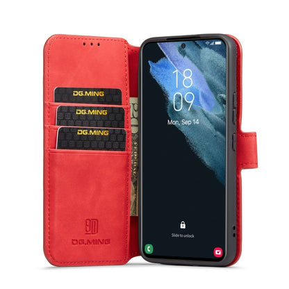 For Samsung Galaxy S22 DG.MING Retro Oil Side Horizontal Flip Leather Case with Holder & Card Slots & Wallet(Red) - Galaxy S22 5G Cases by DG.MING | Online Shopping UK | buy2fix