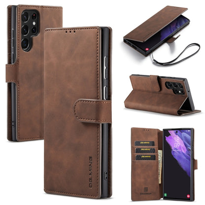 For Samsung Galaxy S22 Ultra DG.MING Retro Oil Side Horizontal Flip Leather Case with Holder & Card Slots & Wallet(Coffee) - Galaxy S22 Ultra 5G Cases by DG.MING | Online Shopping UK | buy2fix