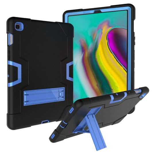 For Galaxy Tab S5e T720 Contrast Color Silicone + PC Combination Case with Holder(Black + Blue) - Tab S5E 10.5 T720 / T725 by buy2fix | Online Shopping UK | buy2fix