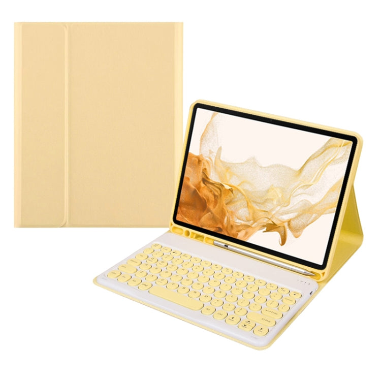 +X3 Universal Candy Color Round Keys Bluetooth Keyboard Leather Case(Lemon Yellow) - Universal Keyboard by buy2fix | Online Shopping UK | buy2fix